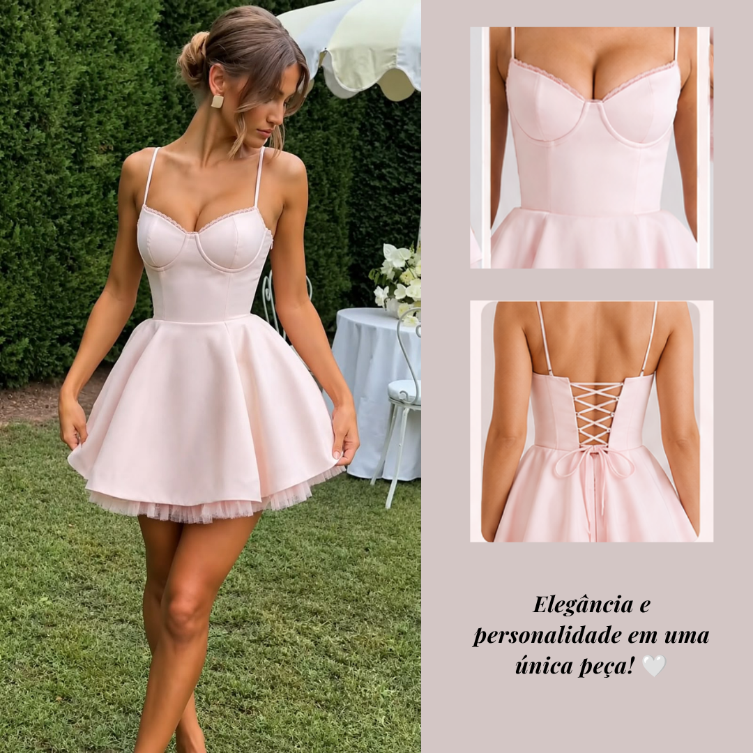 Vestido Bufante Sofisticado com Costas à Mostra ⭐⭐⭐⭐⭐